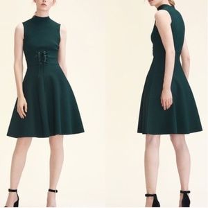 Maje Revolte Green Forest Corset Fit & Flare Dress